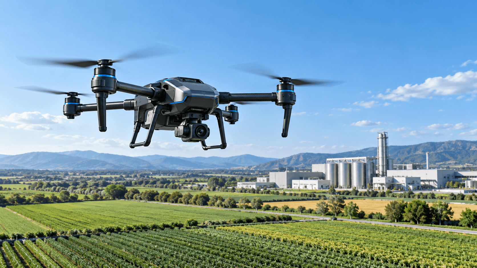 Concepto de dron aéreo UAV para inspección y agricultura de precisión